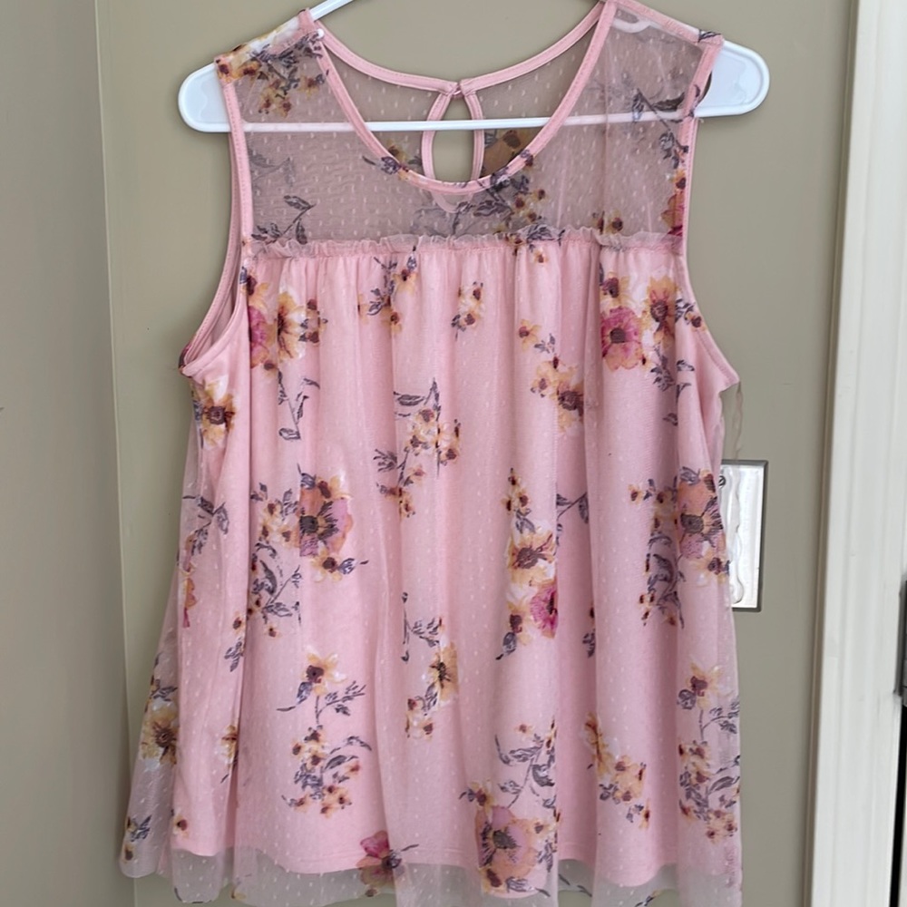 Girls sleeveless top. Blush floral